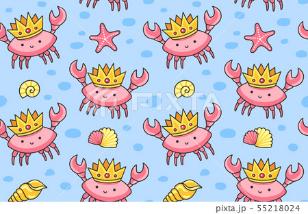 Cute crabs in the golden crowns. 55218024