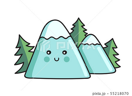 Trees and mountains. Kawaii cartoon character. 55218070