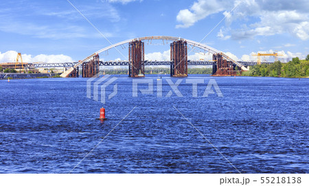 Construction Podolsky bridge on the Dnipro River Construction Podolsky bridge on the Dnipro River 55218138