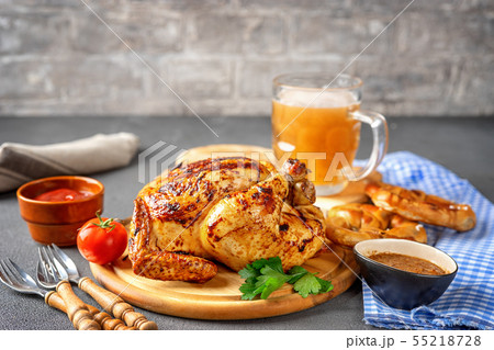 Variety of oktoberfest food on rustic background 55218728