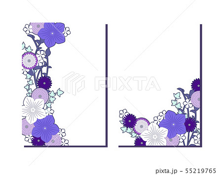 桔梗と秋の菊のイラスト背景 55219765