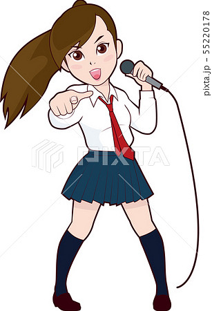 カラオケで歌う女子学生 カラオケで歌う女子学生 55220178