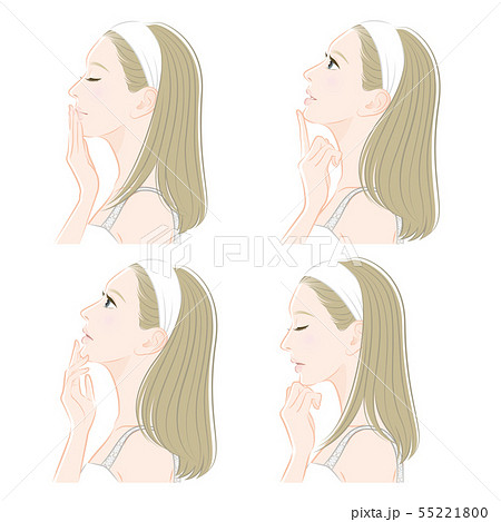 女性の横顔の表情イラストのイラスト素材