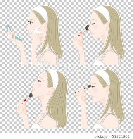 メイクをしている女性のイラスト メイクをしている女性のイラスト 55221801