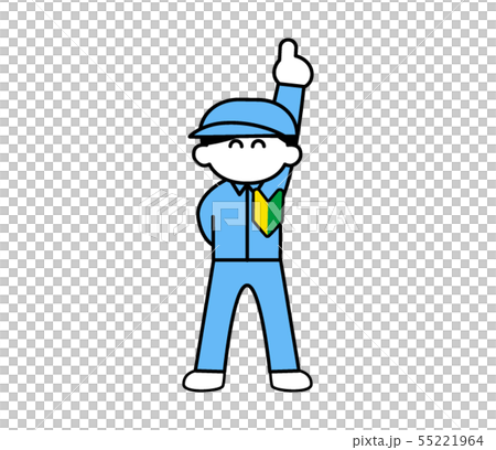 New worker man pointing up with smile (deformed) 55221964