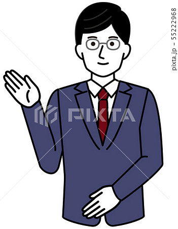 真面目 スーツ男性 案内 シンプル イラストのイラスト素材