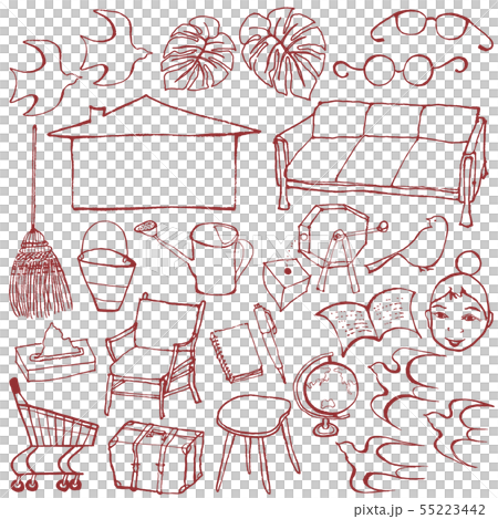 インテリア　雑貨　カフェ　手書きイラスト 55223442