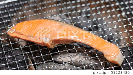 鮭・サケの炭火焼きBBQ・bbq・炭火焼・網焼・備長炭・七輪・キャンプ・食事・食べ物 鮭・サケの炭火焼きBBQ・bbq・炭火焼・網焼・備長炭・七輪・キャンプ・食事・食べ物 55223480