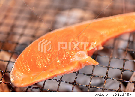 鮭・サケの炭火焼きBBQ・bbq・炭火焼・網焼・備長炭・七輪・キャンプ・食事・食べ物 鮭・サケの炭火焼きBBQ・bbq・炭火焼・網焼・備長炭・七輪・キャンプ・食事・食べ物 55223487