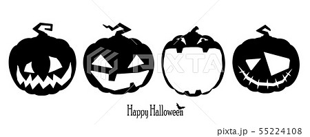 素材 パーツ ハロウィン かぼちゃ シルエットのイラスト素材 55224108