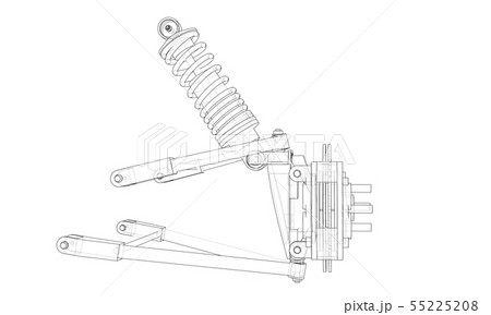 Car suspension with shock absorber. Vector 55225208