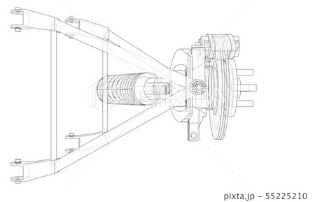 Car suspension with shock absorber. Vector 55225210