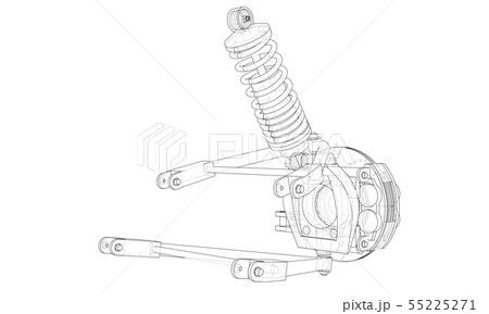 Car suspension with shock absorber. Vector Car suspension with shock absorber. Vector 55225271
