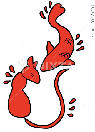 ネズミ 鯉 コイ 年賀イラスト素材のイラスト素材