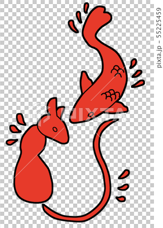 ネズミ 鯉 コイ 年賀イラスト素材 ネズミ 鯉 コイ 年賀イラスト素材 55225459