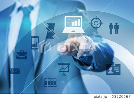 Man working with virtual panel 55226567