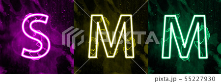 Neon light lettering of modern social media's term Neon light lettering of modern social media's term 55227930