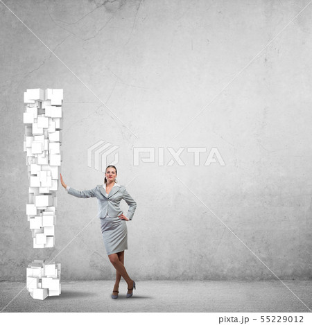 Woman and big attention sign 55229012