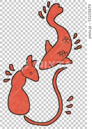ネズミ 鯉 コイ 年賀イラスト素材 和紙風 ネズミ 鯉 コイ 年賀イラスト素材 和紙風 55229879