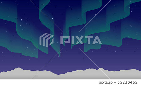 雪景色とオーロラのイラスト素材 55230465 Pixta