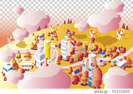 Autumn background, colored cityscape 55231043