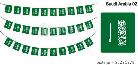 サウジアラビアの国旗のガーラーンド　ベクターデータ（bunting garland）