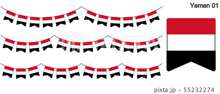 イエメンの国旗のガーラーンド　ベクターデータ（bunting garland）