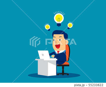 Businessman working and creation of ideas bulb. 55233622