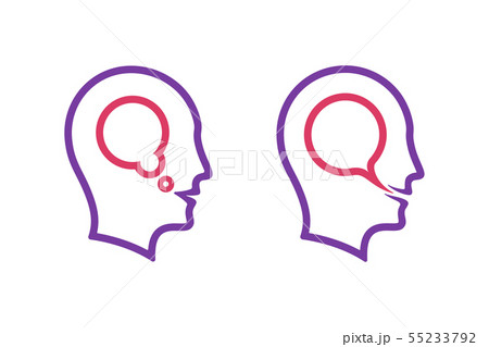Human head icons with thought speech bubble Human head icons with thought speech bubble 55233792