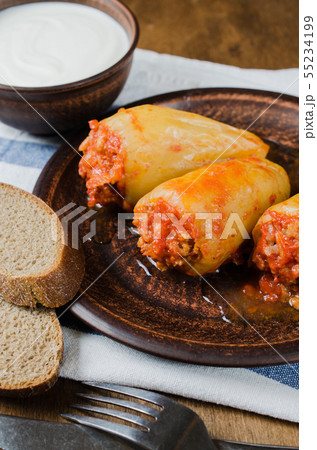 Stuffed peppers with rice and minced meat Stuffed peppers with rice and minced meat 55234199