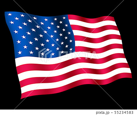 風ではためいている国旗 アメリカ合衆国 米国 星条旗 のイラスト素材