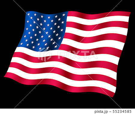 風ではためいている国旗 アメリカ合衆国 米国 星条旗 のイラスト