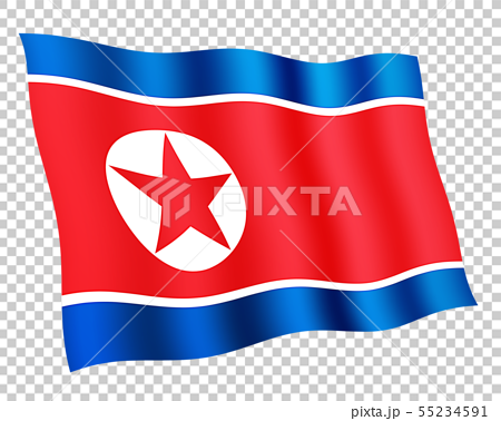 風ではためいている国旗 北朝鮮 朝鮮民主主義人民共和国 のイラスト素材