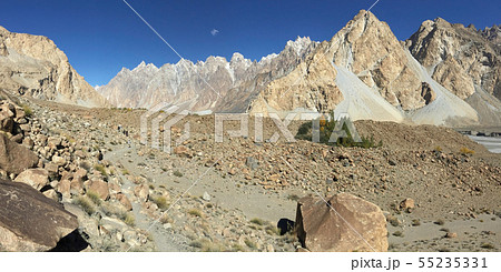 Wilderness area with mountain range in Passu. 55235331