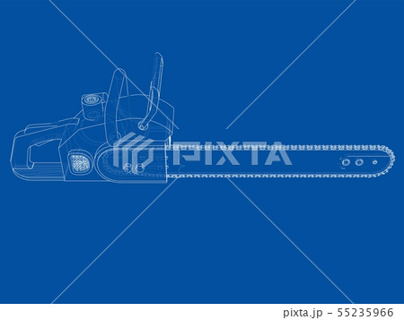 Chain saw. Vector rendering of 3d Chain saw. Vector rendering of 3d 55235966