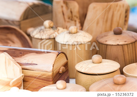 Wooden utensils and pots Wooden utensils and pots 55236372