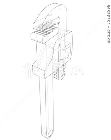Outline adjustable wrench. Vector 55238596
