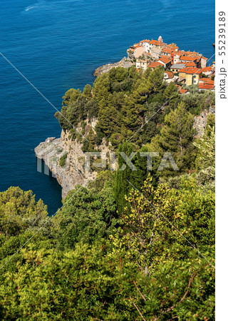 Aerial view of Tellaro village - Liguria Italy 55239189