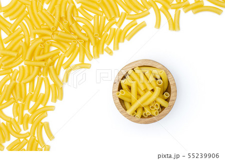 Raw macaroni pasta isolated on white 55239906
