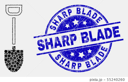 Vector Dot Shovel Icon and Scratched Sharp Blade Watermark 55240260