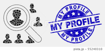 Vector Dotted Search Users Icon and Scratched My Profile Seal Vector Dotted Search Users Icon and Scratched My Profile Seal 55240310