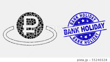 Vector Dotted Rouble Area Icon and Grunge Bank Holiday Watermark 55240328
