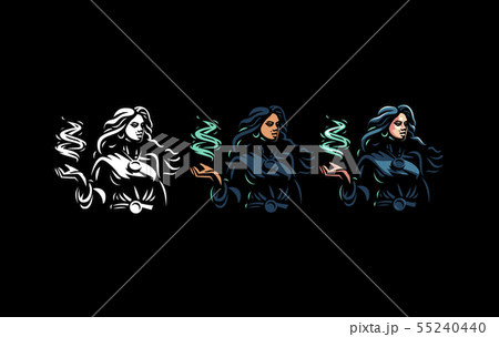 Witch gypsy with flowing hair. Witch gypsy with flowing hair. 55240440