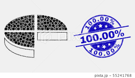 Vector Pixel Pie Chart Icon and Grunge 100.00 percent Stamp Seal Vector Pixel Pie Chart Icon and Grunge 100.00 percent Stamp Seal 55241768