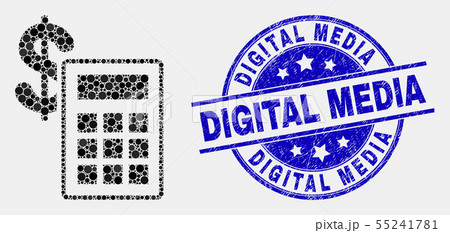 Vector Dotted Financial Calculator Icon and Grunge Digital Media Seal Vector Dotted Financial Calculator Icon and Grunge Digital Media Seal 55241781