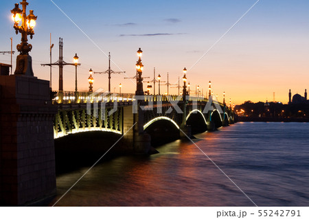 Trinity Bridge across the Neva in Saint 55242791