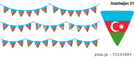 アゼルバイジャンの国旗のガーラーンド　ベクターデータ（bunting garland）