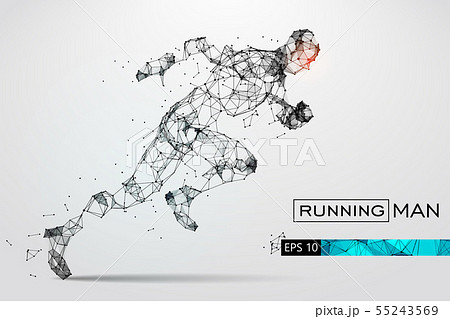 Silhouette of a running man from particles. Vector illustration 55243569
