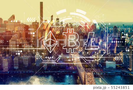 Cryptocurrency - Bitcoin, Ethereum, Litecoin with New York City Cryptocurrency - Bitcoin, Ethereum, Litecoin with New York City 55243851