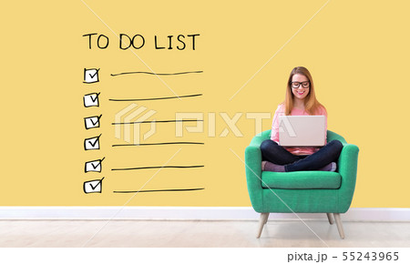 To do list with woman using a laptop 55243965